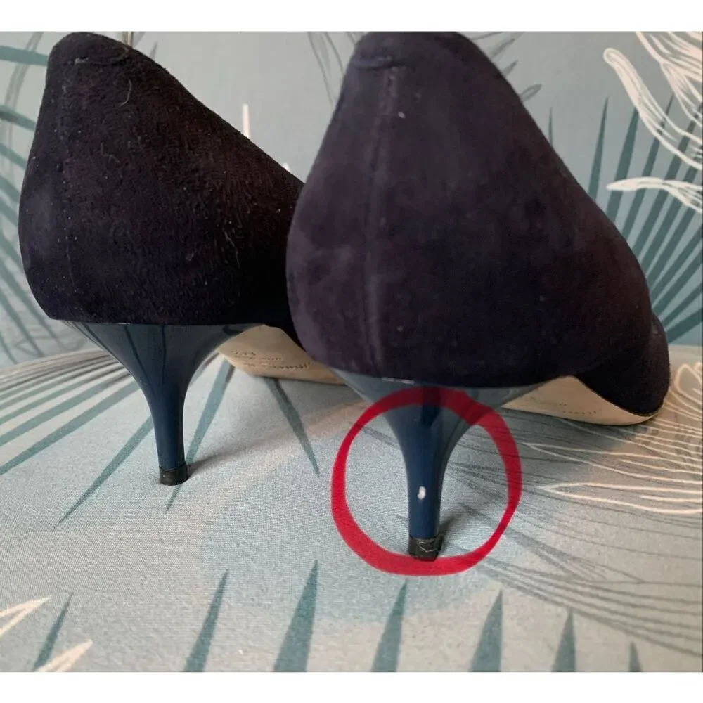 Jimmy Choo AZA Navy Blue SUEDE LEATHER Pumps Heels Shoes sz 37.5